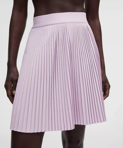Pleated High-Rise Knee-Length Tennis Skirt