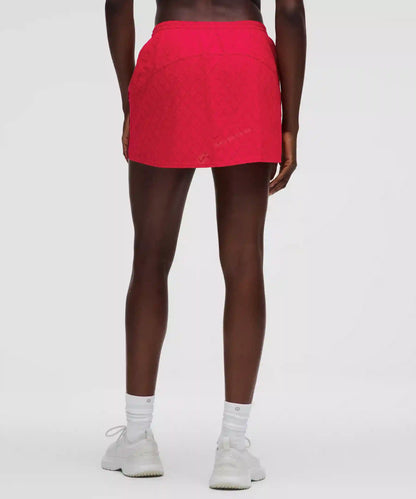 Textured Mesh High-Rise Tennis Skirt
