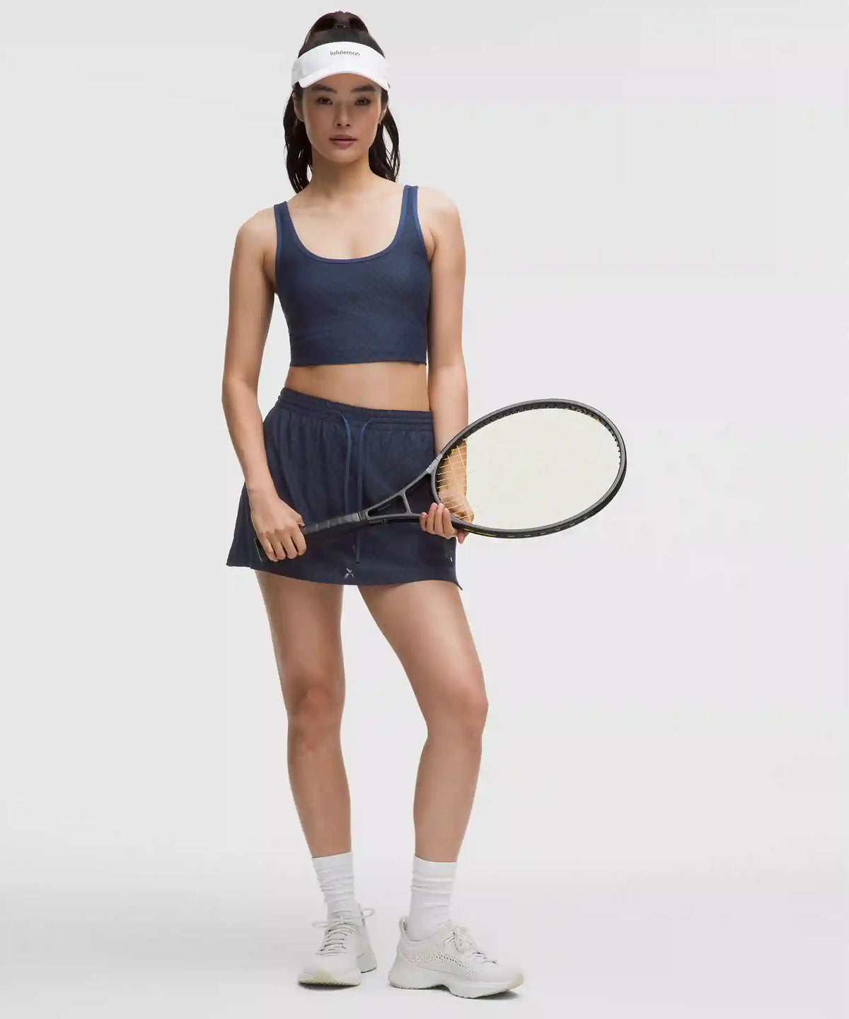 Textured Mesh High-Rise Tennis Skirt