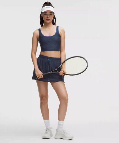Textured Mesh High-Rise Tennis Skirt