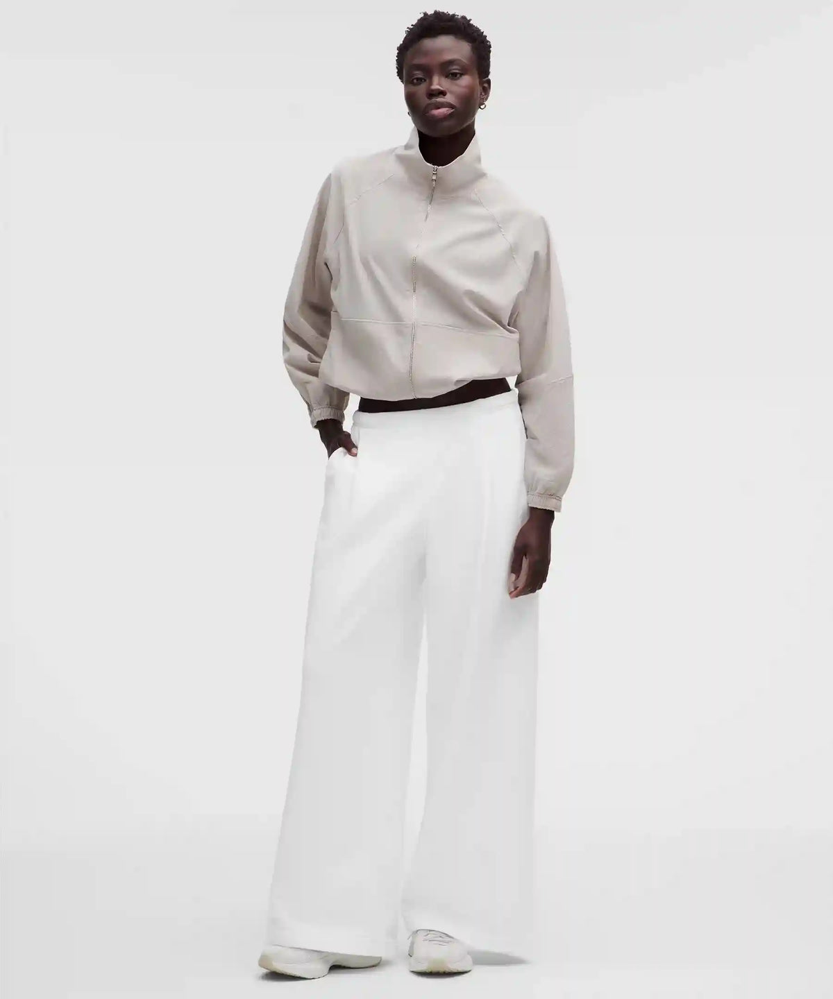 French Terry Mid-Rise Wide-Leg Pant