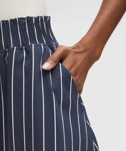 Stretch Woven Ruffle-Waist Midi Skirt