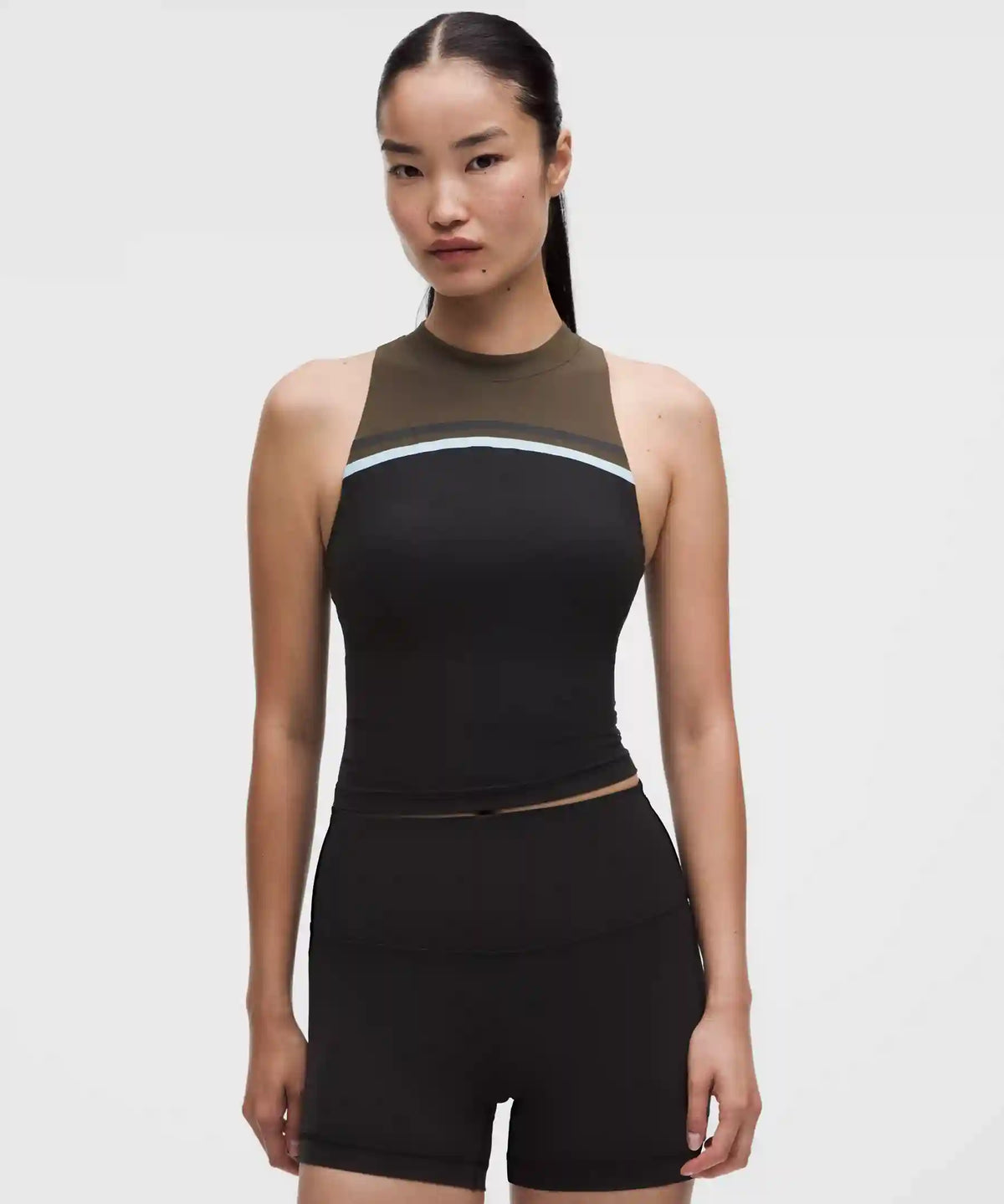 Mockneck Shelf Tank Top Light Support, B/C Cup *Stripe