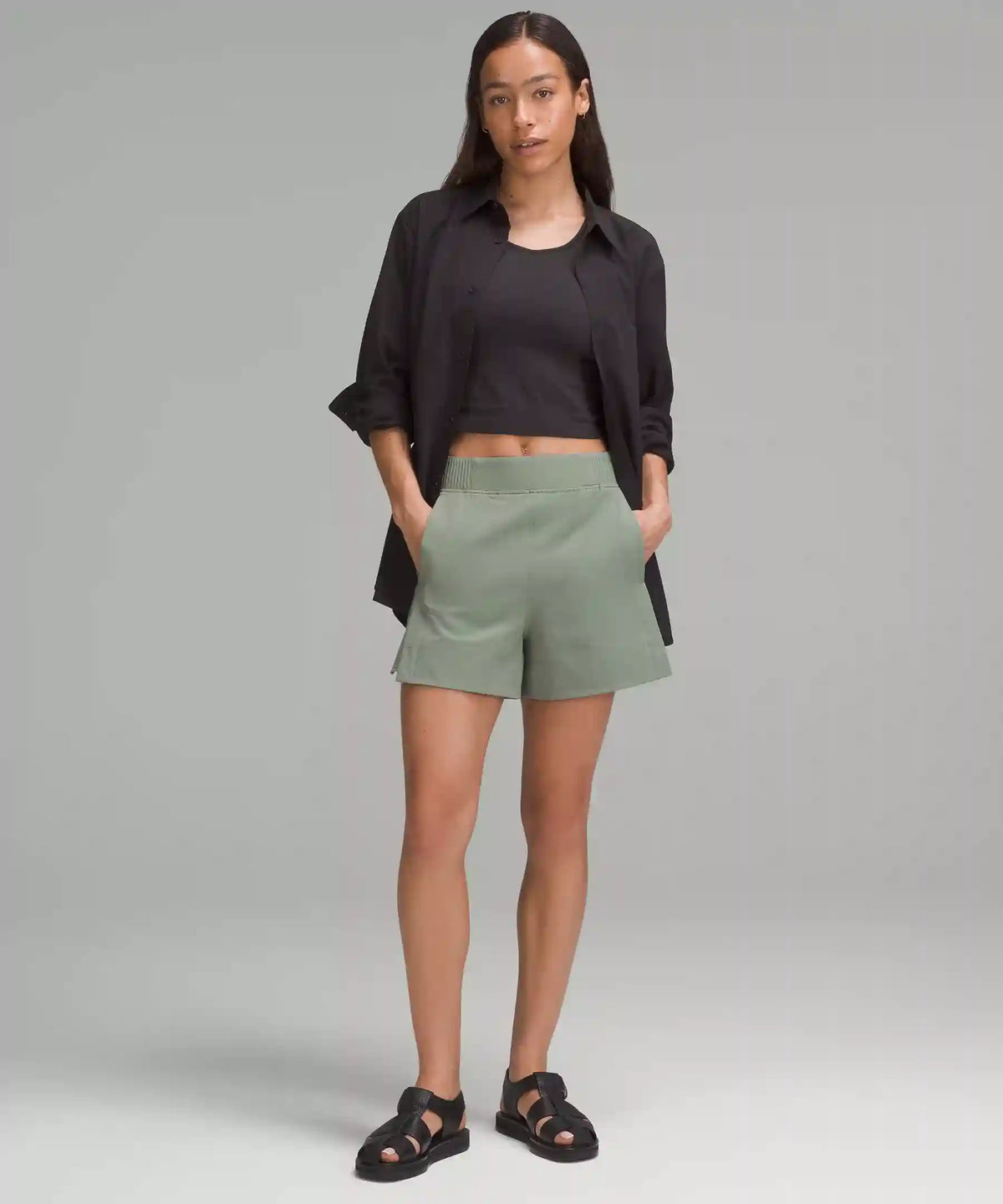 Stretch Woven Relaxed-Fit High-Rise Short 4"