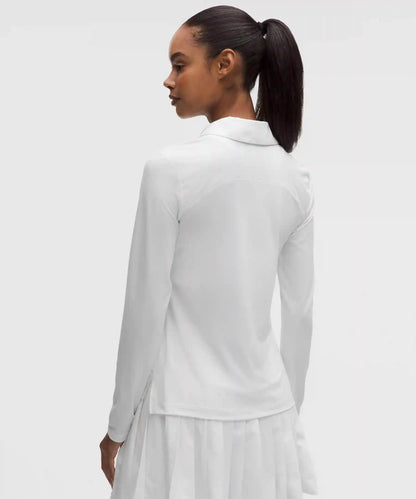 Quick-Dry Long-Sleeve Polo Shirt *Straight Hem