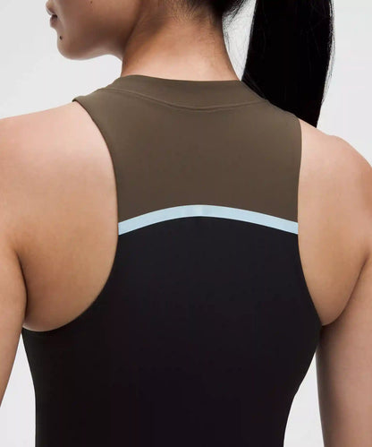 Mockneck Shelf Tank Top Light Support, B/C Cup *Stripe