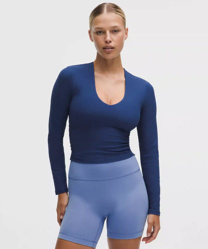 All It Takes Ribbed Nulu V-Neck Long-Sleeve Shirt *B-D Cups