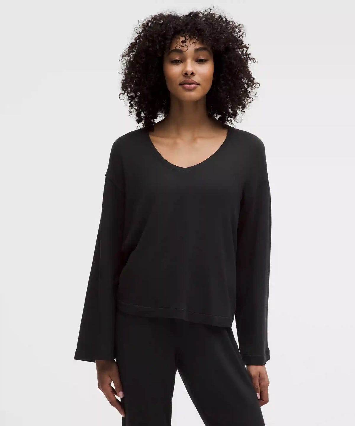 BeCalm V-Neck Bell Sleeve Shirt