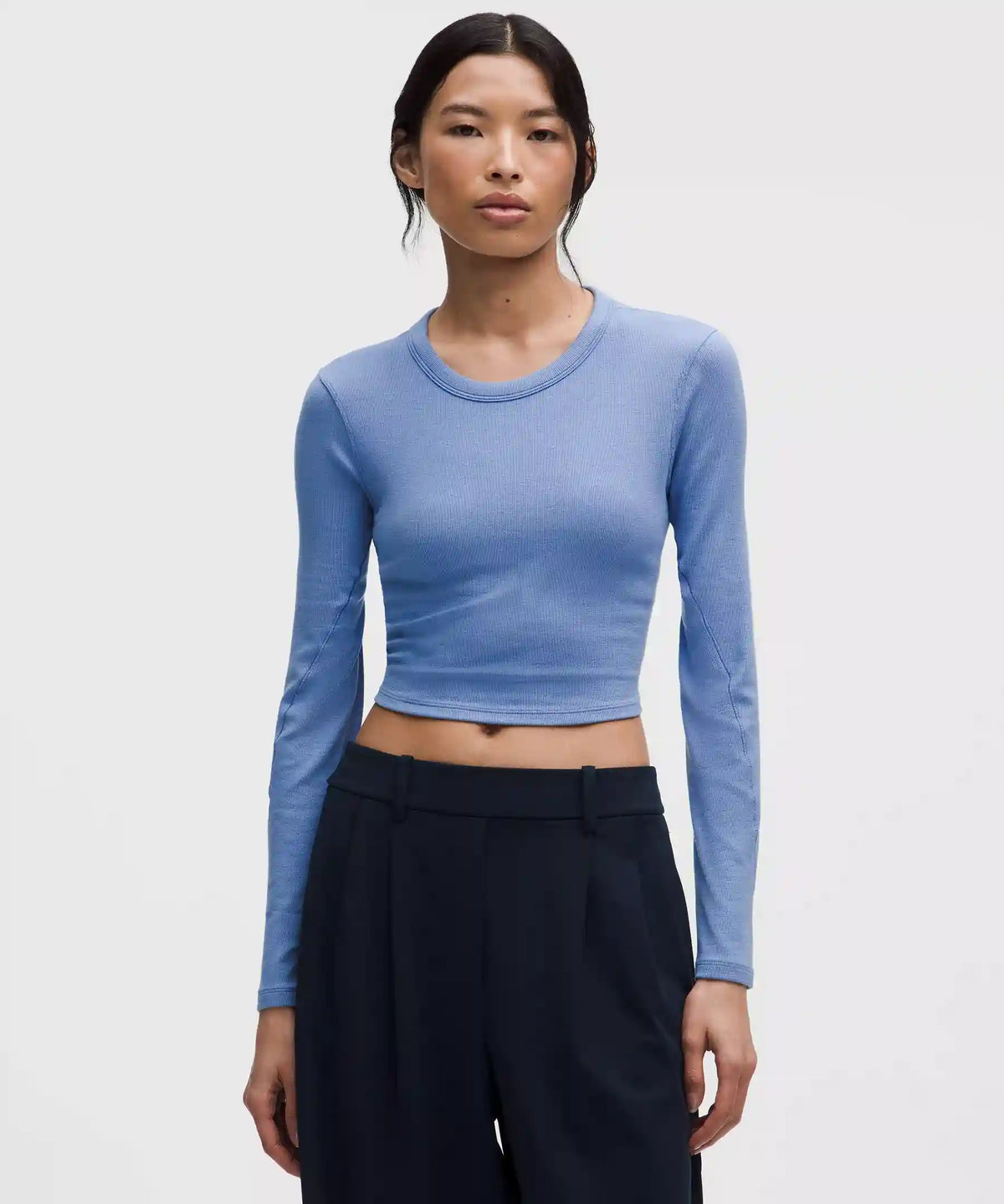 Hold Tight Straight-Hem Cropped Long-Sleeve Shirt