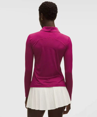 Quick-Dry Long-Sleeve Polo Shirt *Straight Hem