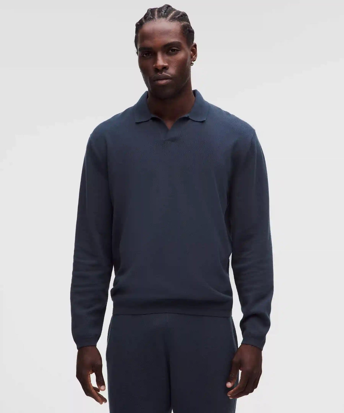Cotton-Blend Knit Long-Sleeve Polo Shirt
