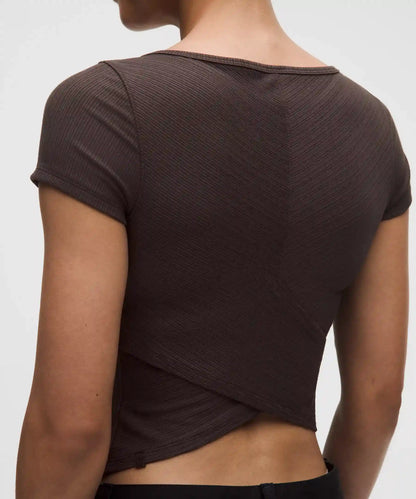 Hold Tight Micro-Rib Cross-Back T-Shirt