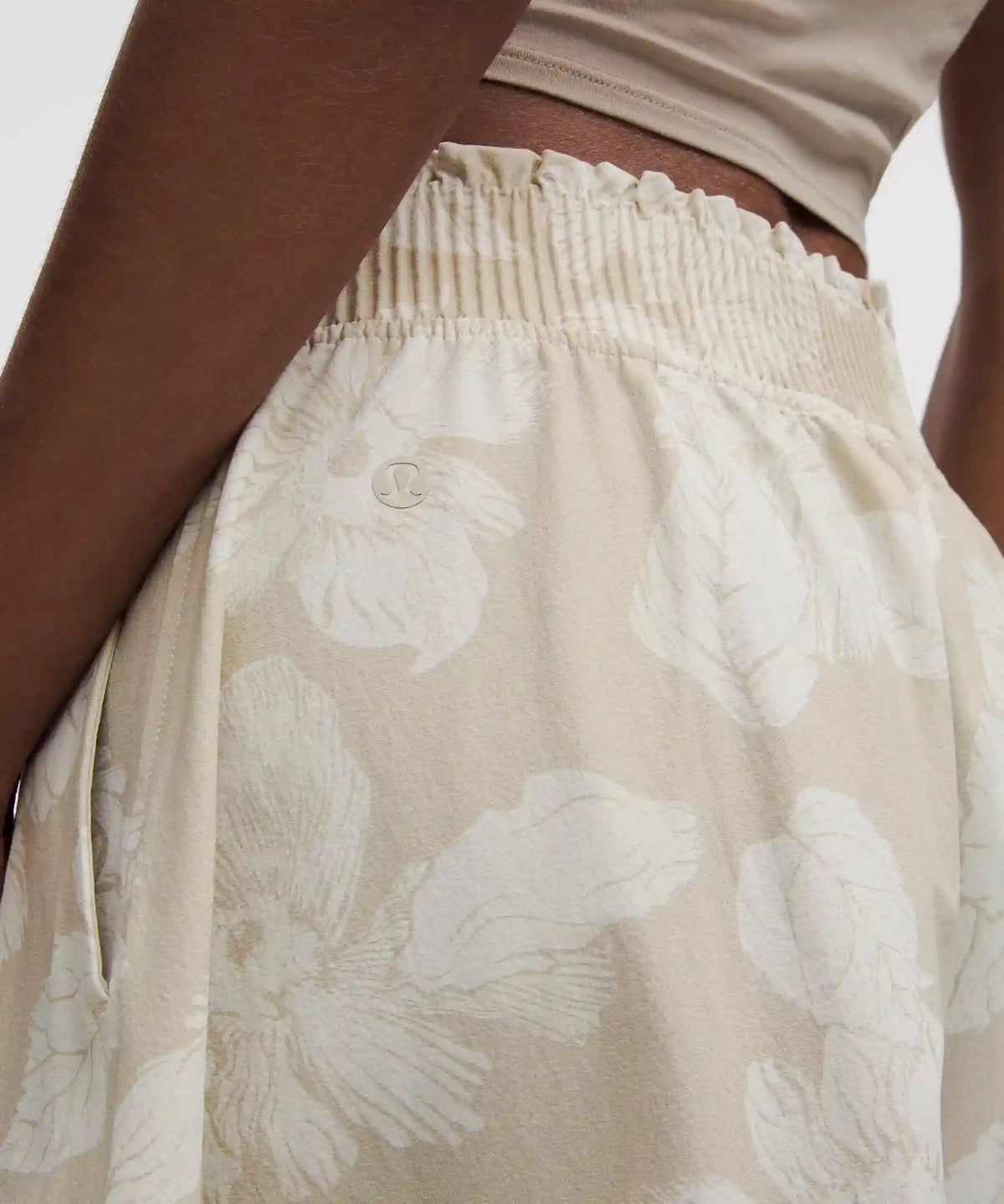 Stretch Woven Ruffle-Waist Midi Skirt