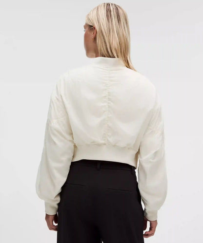 Curved-Hem Cropped Bomber