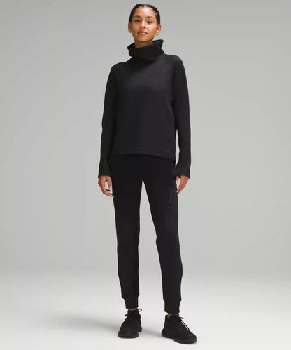 Waffle-Knit Funnel-Neck Long-Sleeve Shirt