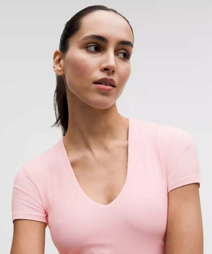 All It Takes Ribbed Nulu V-Neck T-Shirt *B–D Cups