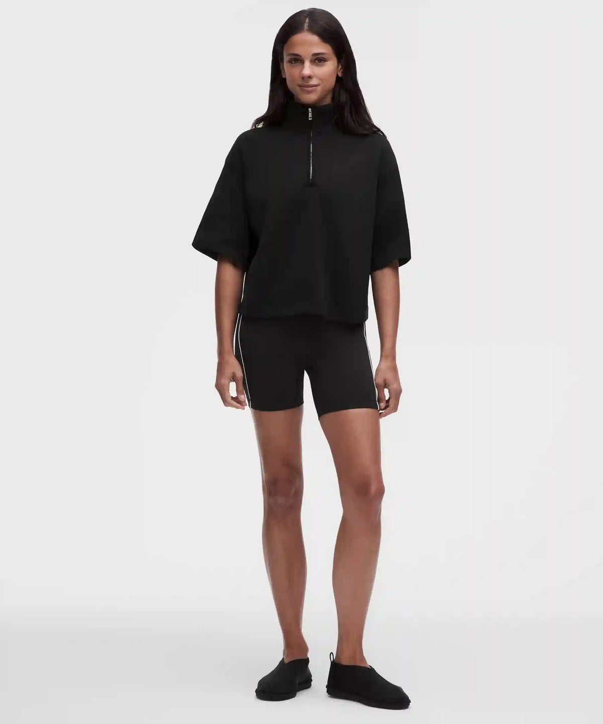 Structured Knit Half-Zip Short-Sleeve Shirt