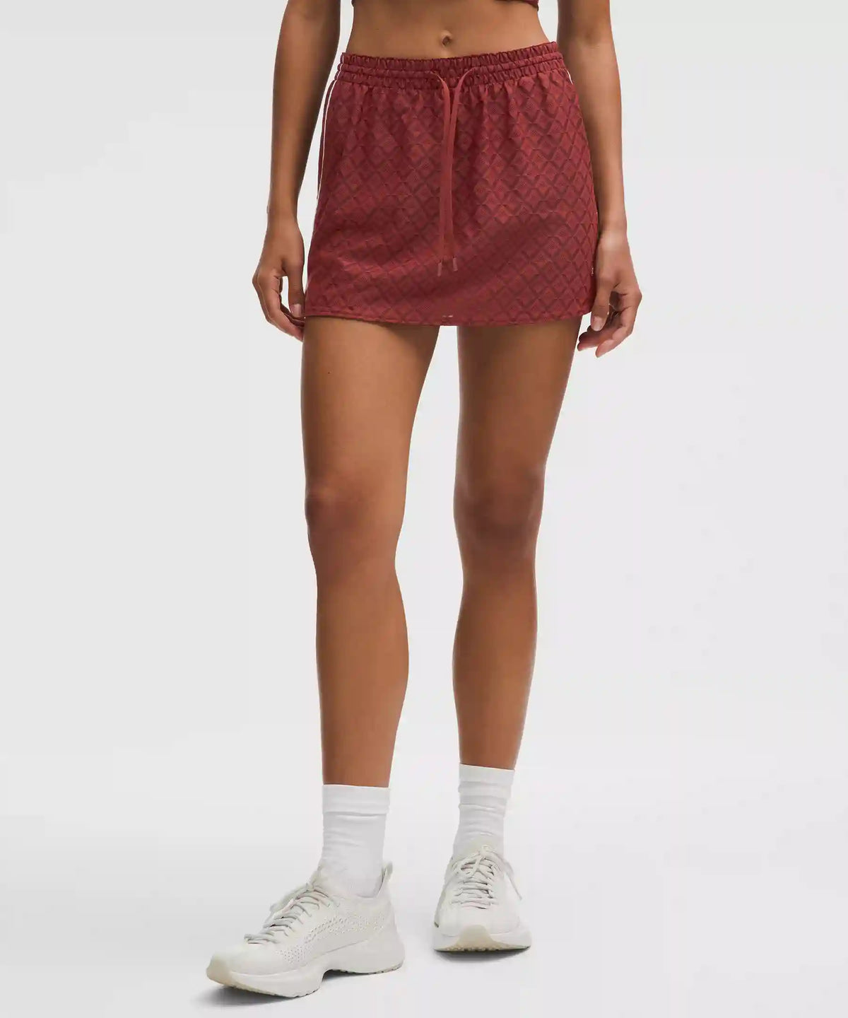 Textured Mesh High-Rise Tennis Skirt