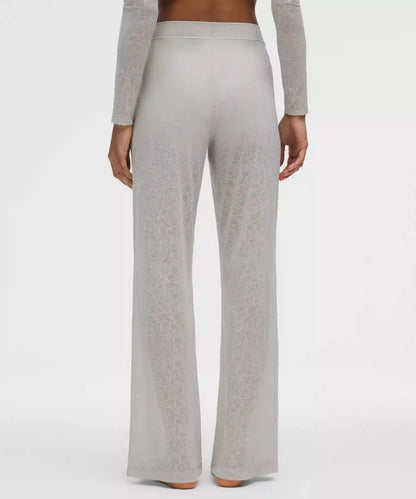 Paisley Lace Jacquard High-Rise Flared Pant