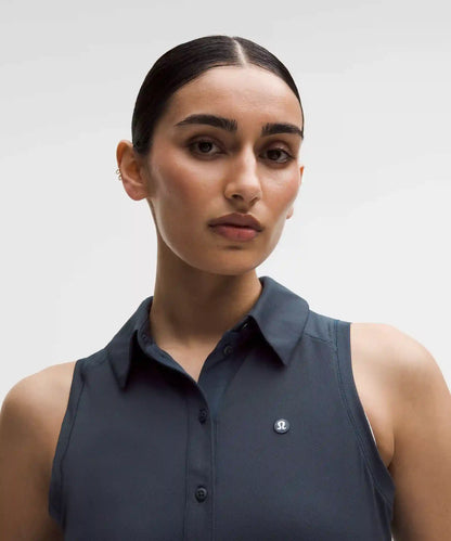 Quick-Dry Sleeveless Polo Shirt Straight Hem *Logo