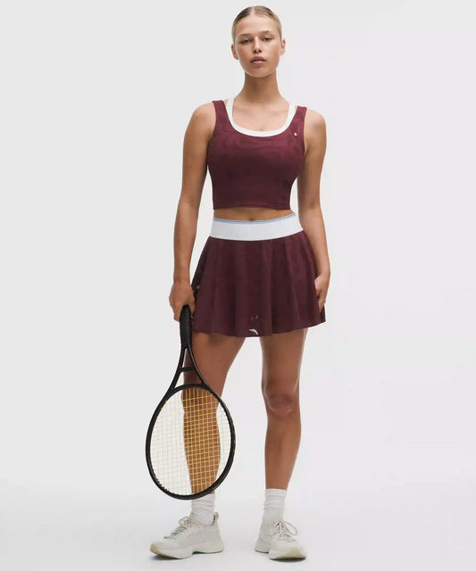 Paisley-Mesh High-Rise Tennis Skirt