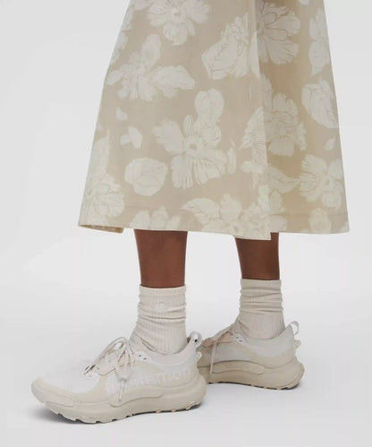 Stretch Woven Ruffle-Waist Midi Skirt