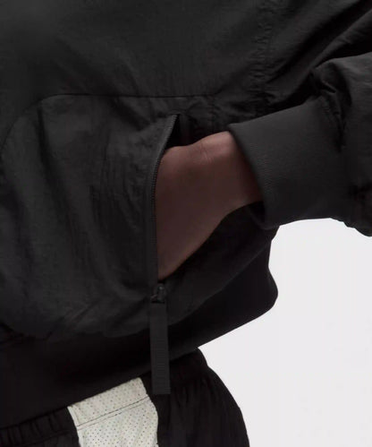 Curved-Hem Cropped Bomber