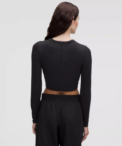 Hold Tight Straight-Hem Cropped Long-Sleeve Shirt