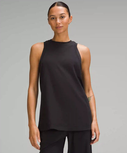 Long Cotton Crewneck Tank Top