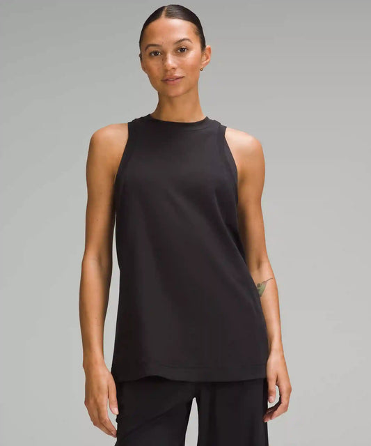 Long Cotton Crewneck Tank Top