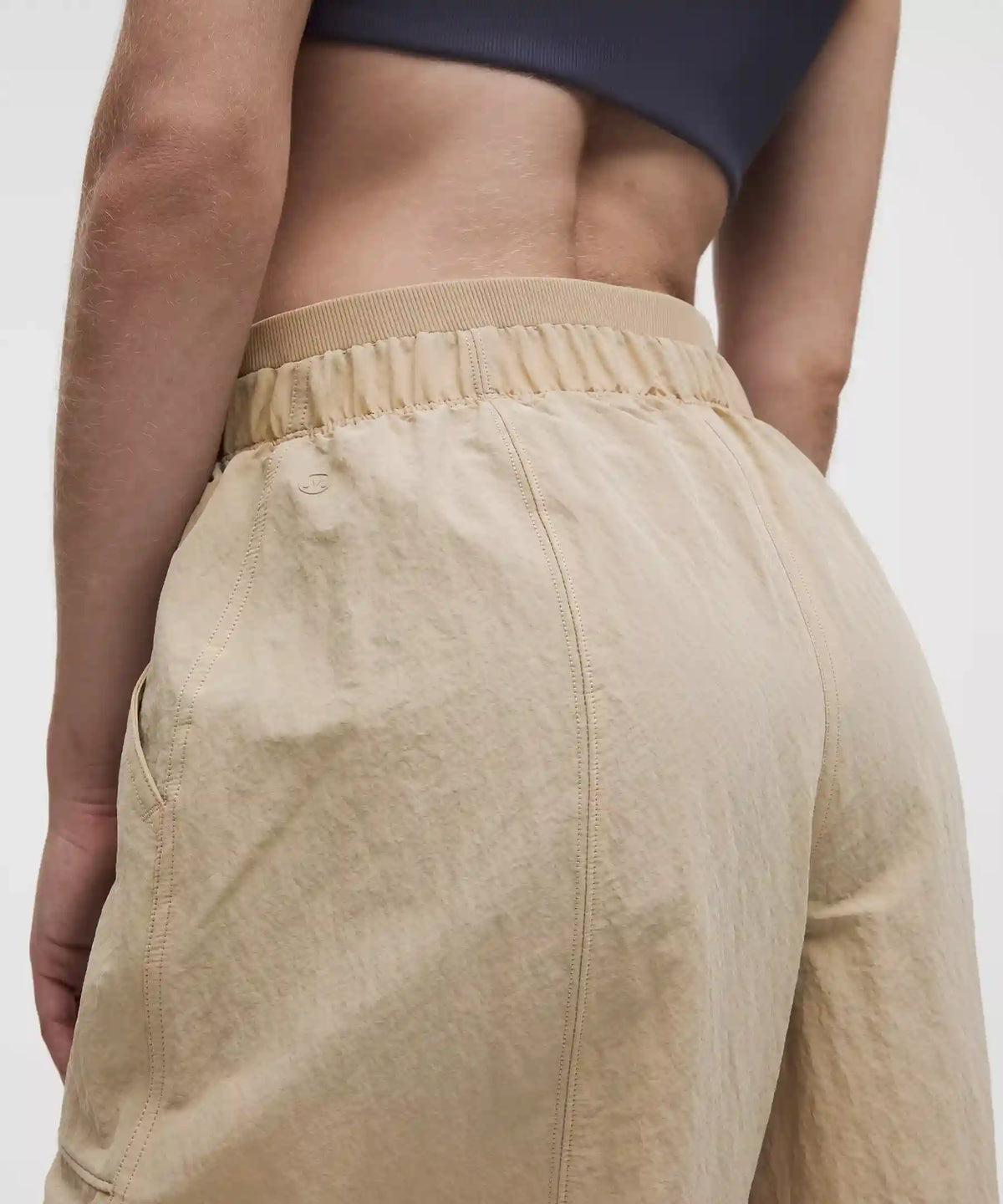 Crinkle Nylon Mid-Rise Barrel-Leg Pant *Short