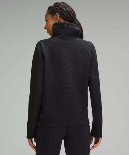 Waffle-Knit Funnel-Neck Long-Sleeve Shirt