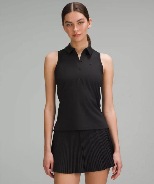 Quick-Dry Sleeveless Polo Shirt Straight Hem *Logo