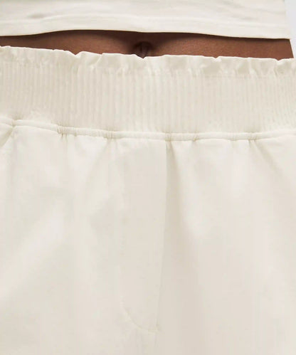 Stretch Woven Ruffle-Waist High-Rise Short 9"