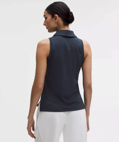 Quick-Dry Sleeveless Polo Shirt Straight Hem *Logo