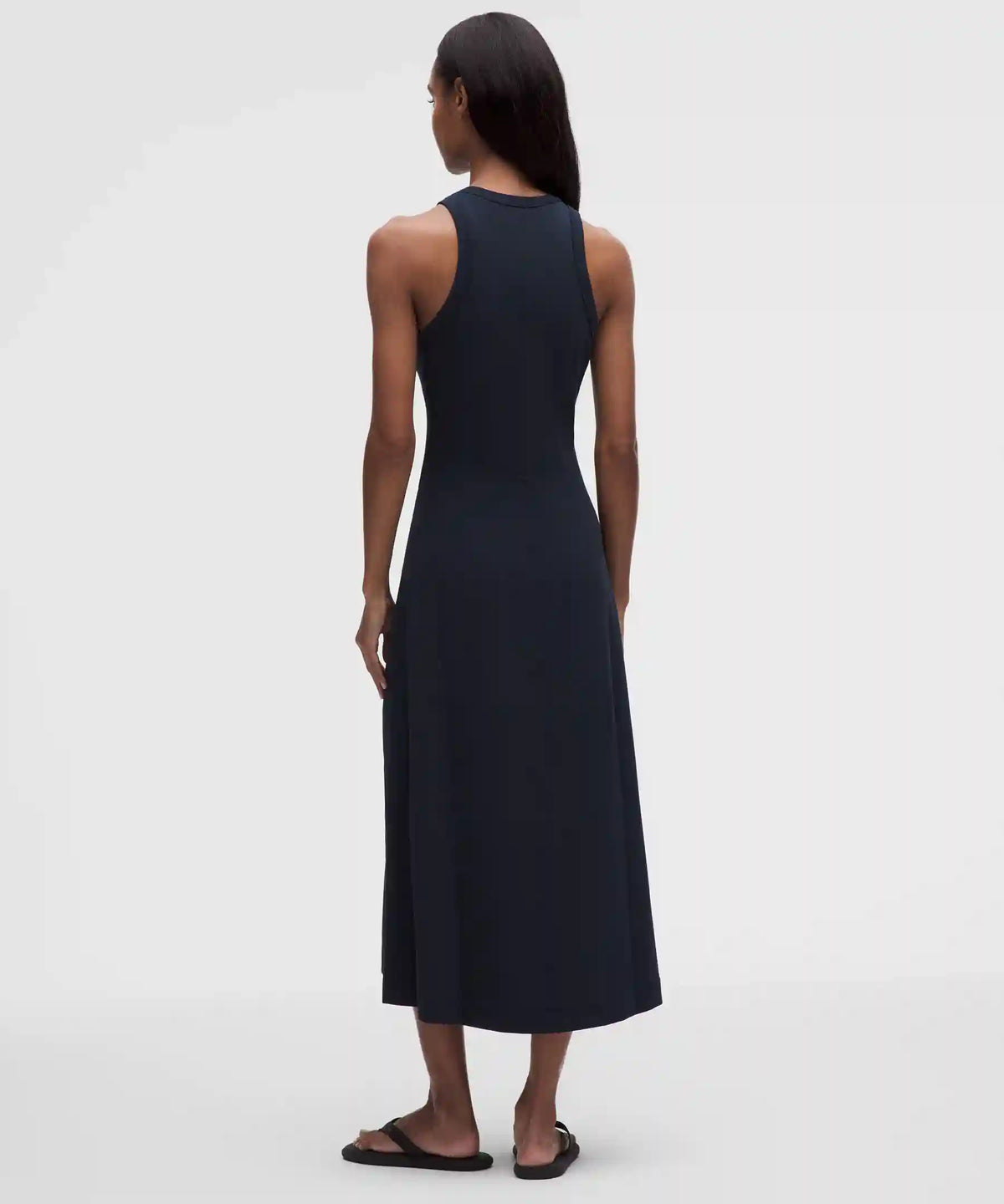 Tech Ribbed Fit-and-Flare Midi Dress