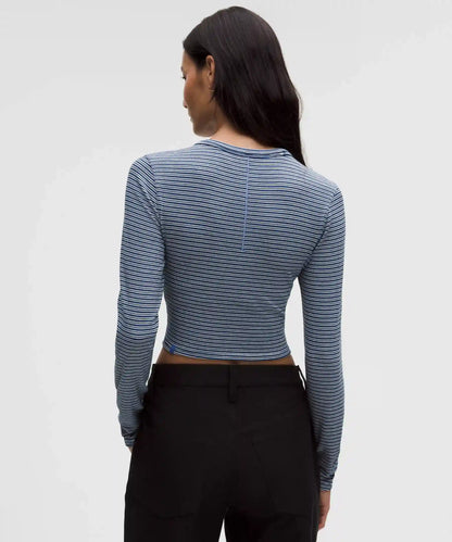 Hold Tight Straight-Hem Cropped Long-Sleeve Shirt