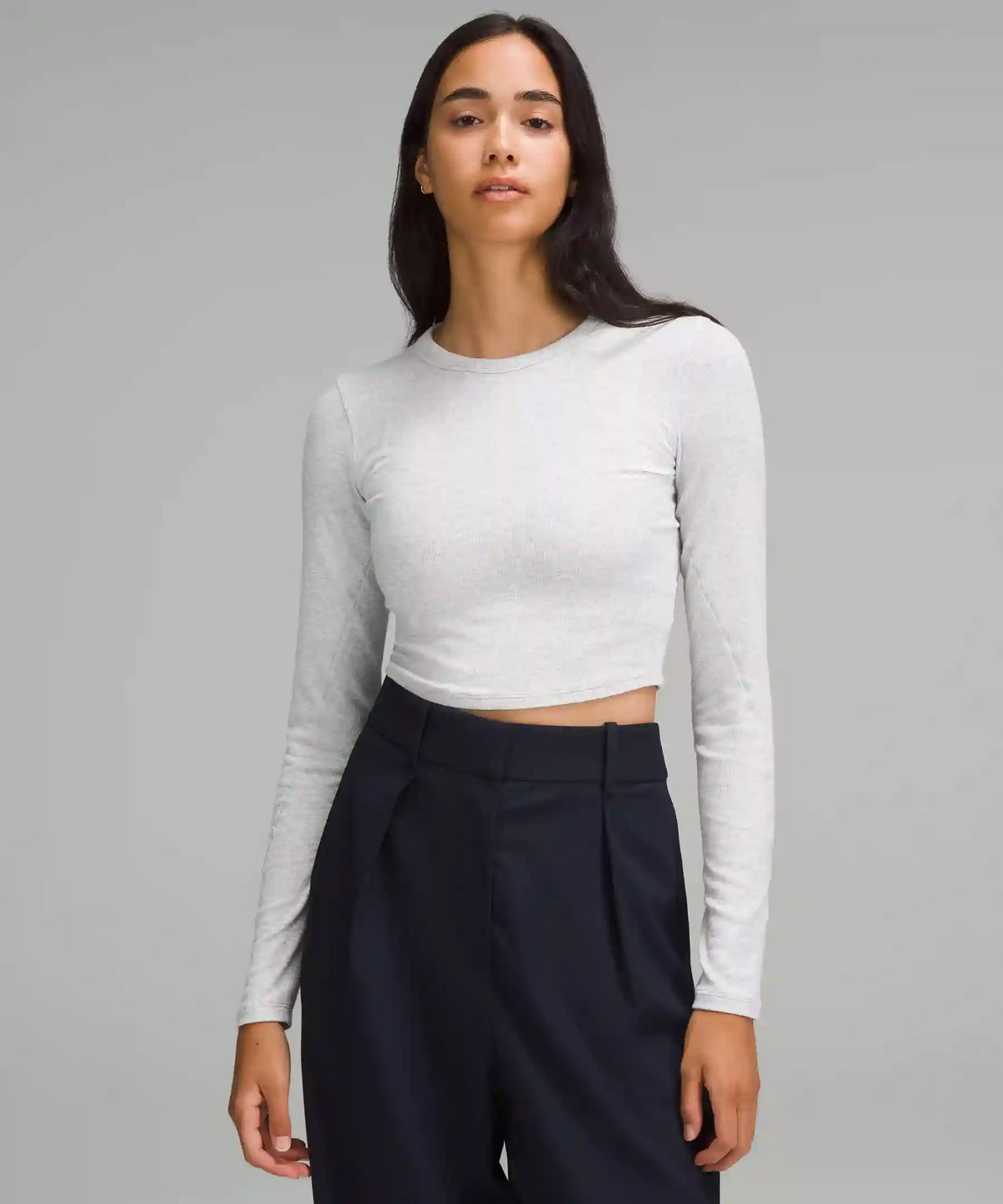 Hold Tight Straight-Hem Cropped Long-Sleeve Shirt