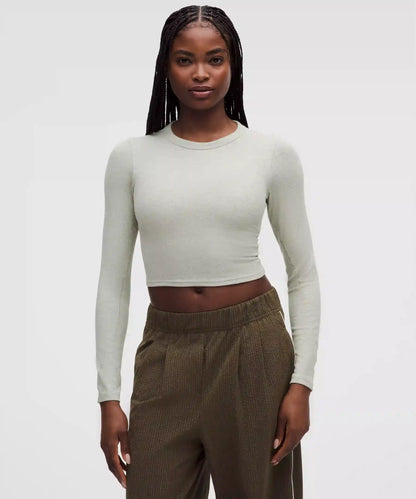 Hold Tight Straight-Hem Cropped Long-Sleeve Shirt