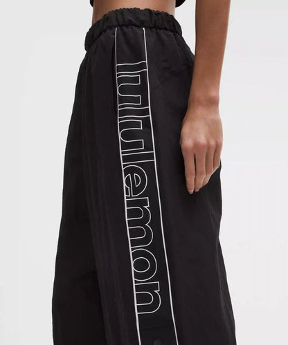 Crinkle Nylon Mid-Rise Track Pant *Wordmark