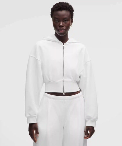 French Terry Cropped Full-Zip Hoodie