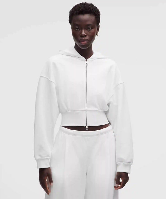 French Terry Cropped Full-Zip Hoodie