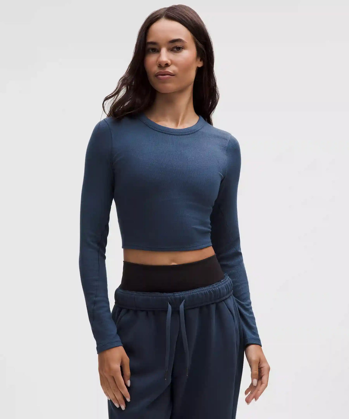 Hold Tight Straight-Hem Cropped Long-Sleeve Shirt