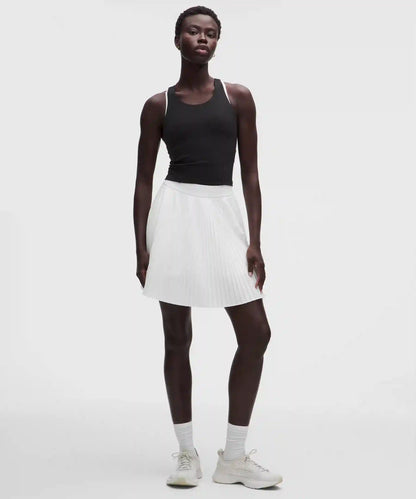 Pleated High-Rise Knee-Length Tennis Skirt