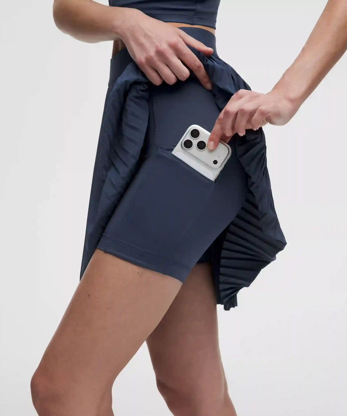 Pleated High-Rise Knee-Length Tennis Skirt
