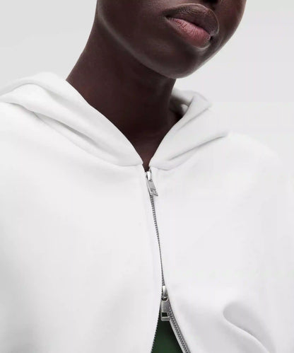 French Terry Cropped Full-Zip Hoodie