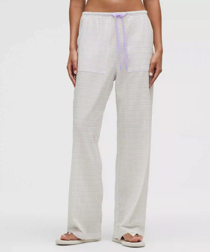 Seersucker Check Mid-Rise Pull-On Pant