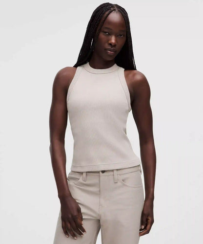 Ribbed Heavyweight Cotton-Blend Racerback Tank Top