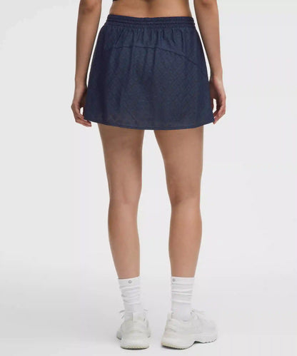 Textured Mesh High-Rise Tennis Skirt