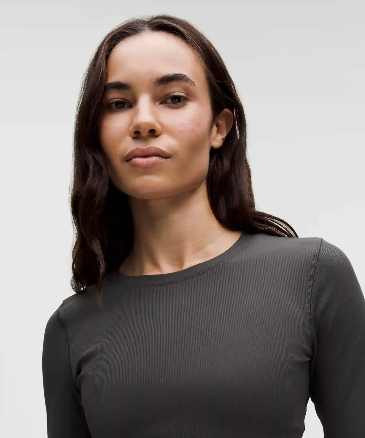 Logo Bead Ribbed Waist-Tie Long-Sleeve Shirt
